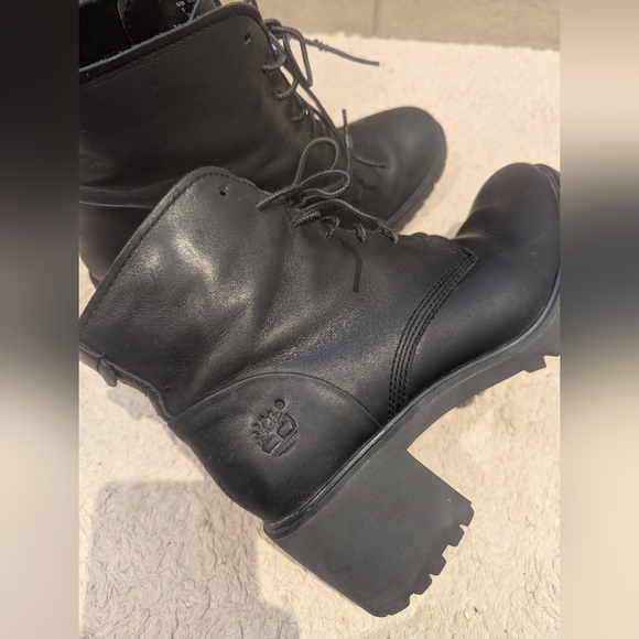 Timberland Genuine Leather Ankle Boots Lace-up Heeled Combat SZ8 - Picture 9 of 15